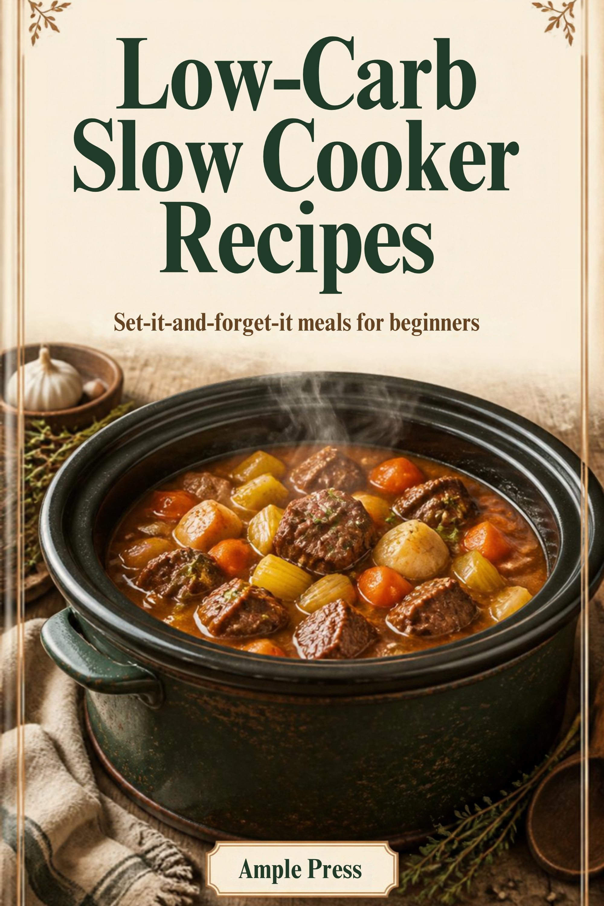 Cover of the ebook Low-Carb Slow Cooker Recipes by Ample Press.