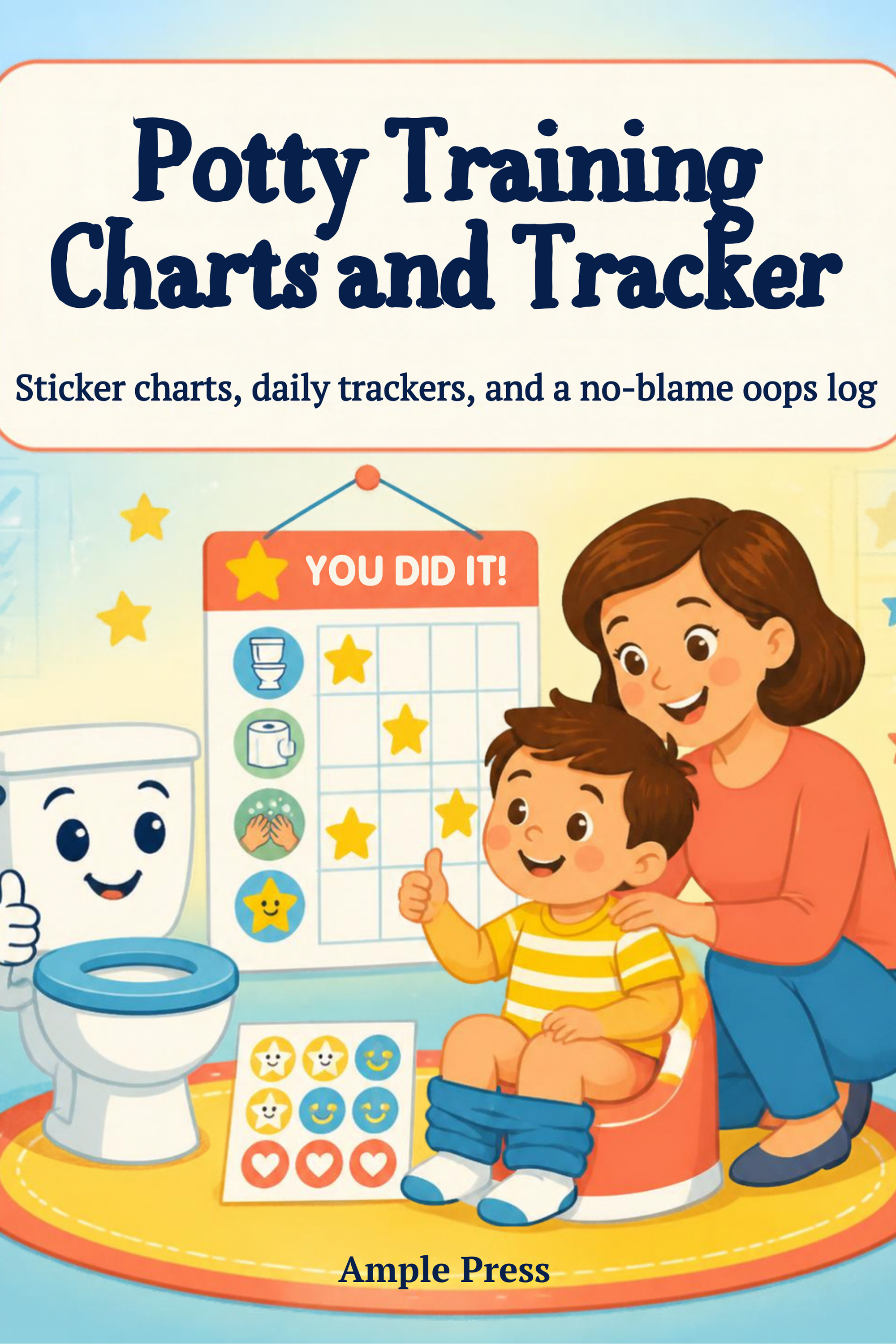Cover of Potty Training Charts and Tracker, showing the title and a sticker charts badge