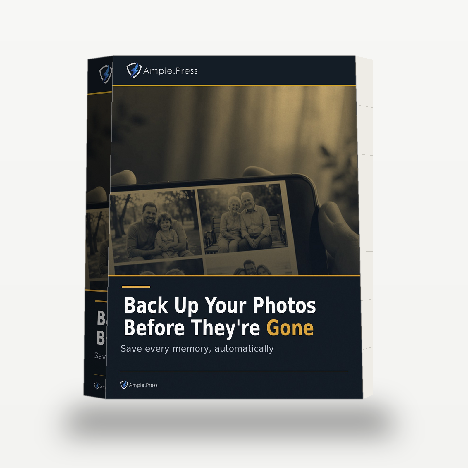 Back Up Your Photos Before They're Gone 3D book mockup