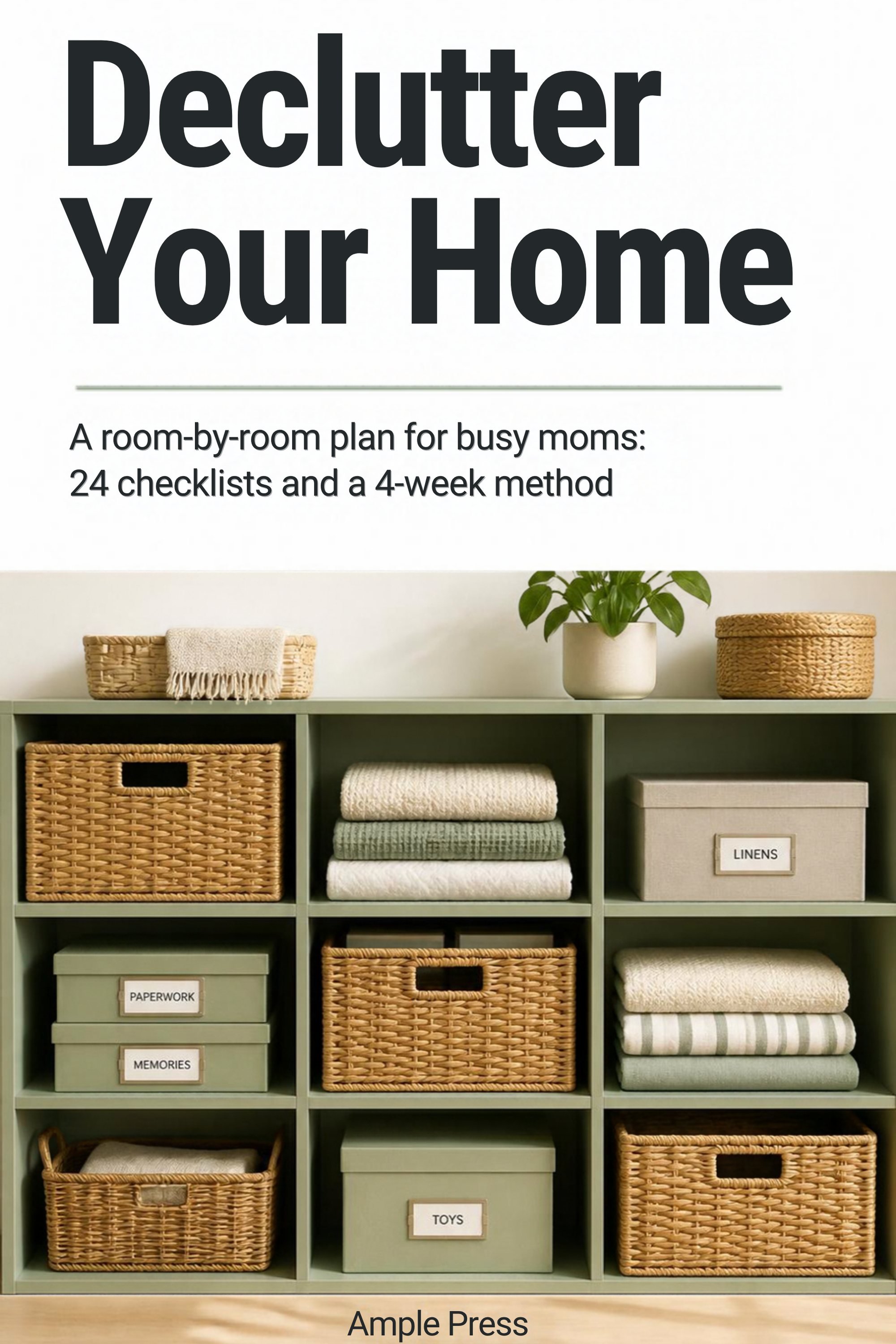 Cover of Declutter Your Home, showing the title and a 24 room checklists badge